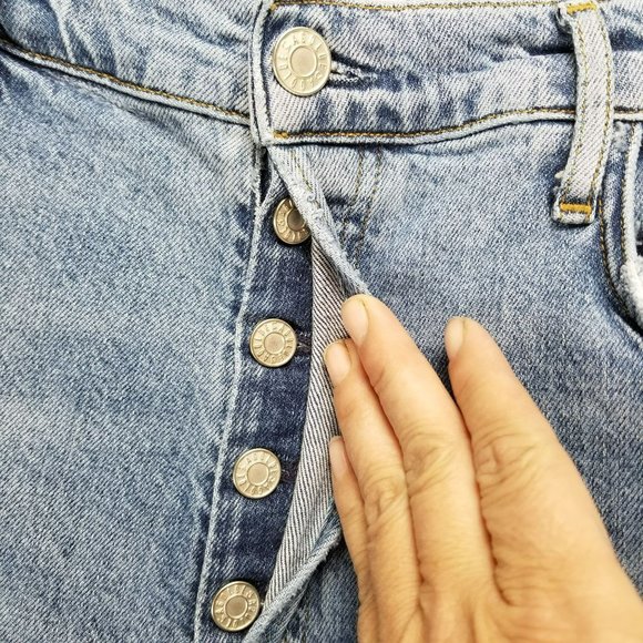 Agolde Jeans Womens 32 Medium Wash Stretch High Rise Button Fly Straight - Picture 3 of 16